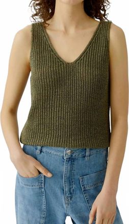 Oui Knit Tank In Green Garden