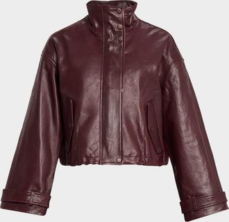 Veronica Beard Bateman Cropped Leather Jacket