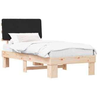 vidaXL Estructura De Cama Con Cabecera Tapizada Negro 75 X 190 Cm Vidaxl