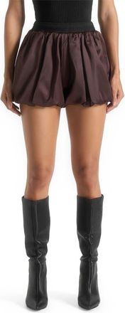 Mani&egrave;re De Voir Zoe Satin Balloon Shorts in Brown/black at Nordstrom, Size 12