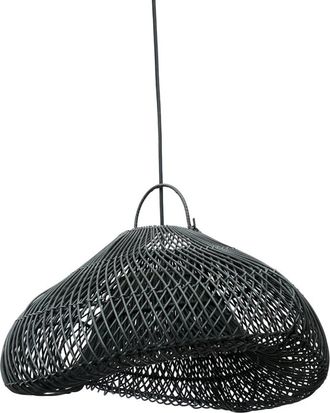 Bazar Bizar L&aacute;mpara colgante de rat&aacute;n en negro 60x60x35 cm