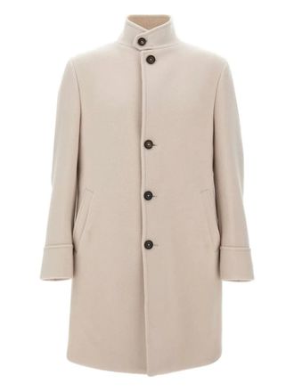 Eleventy stand-collar wool coat - men - Wool/Polyamide/Cashmere - 54 - Neutrals
