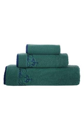 Brooks Brothers Three-Piece Contrast Frame Cotton Towel Set in Deep Jungle at Nordstrom Rack, Size 3 Piece Set
