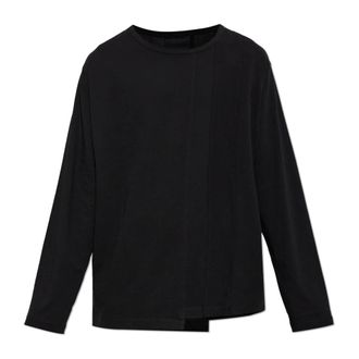 Yohji Yamamoto Camiseta de manga larga con panel vertical de punto liso suave - Tops - Hombre - Negro - L