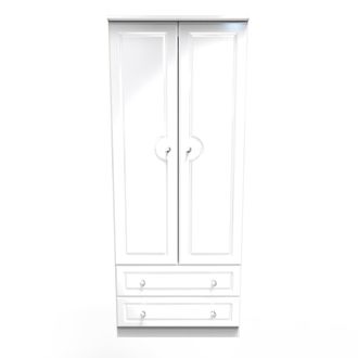 Welcome Furniture Clarence Ready Assembled 2 Door 2 Drawer Wardrobe in White Gloss & White - Welcome Furniture | TJ Hughes