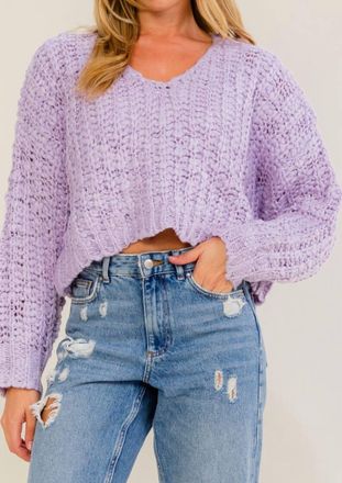 Peach Love California Cable Knit Sweater In Lavender