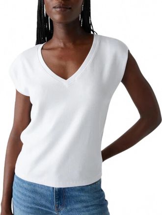 Michael Stars Tati Power Shoulder Top In White