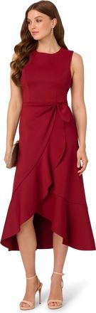 Adrianna Papell Womens Sleeveless Scuba Midi Dress - Red - Size 12 UK