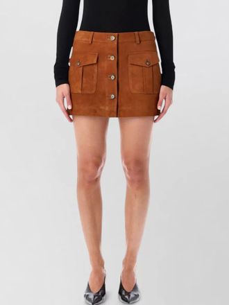 The Garment suede button-detail mini skirt