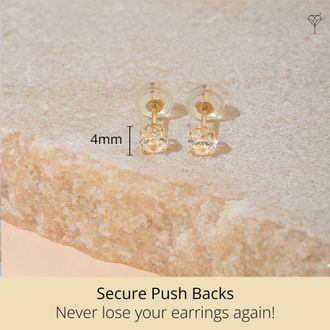 MAX + STONE 14k Yellow or White Gold 4mm Round Stud Earrings
