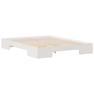 Berkfield Home Floor Bed Frame with Storage White 160 x 200 cm Solid pine wood