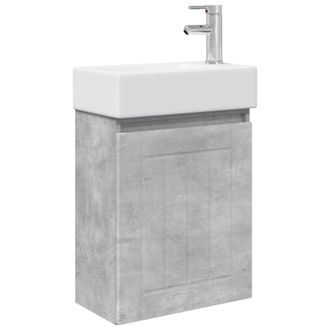 vidaXL M&oacute;dulo De Ba&ntilde;o Con Grifer&iacute;a Gris Hormig&oacute;n 45,5 X 25,5 X 84 Cm Vidaxl