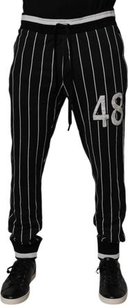 Dolce & Gabbana Mens Black White Stripes Jogger Sweatpants Pants And Cotton