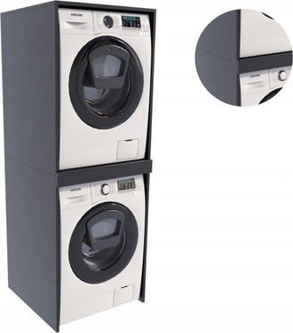 OEM Mueble De Ba&ntilde;o Ts Negro Con Estanter&iacute;a Tipo Columna Y Armario Encima De La Lavadora Y Secadora