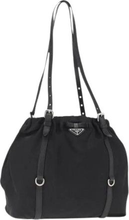 Prada Pre-owned Bucket Bags, female, Black, Size: ONE SIZE Pre-owned Nylon Bucket Bag
