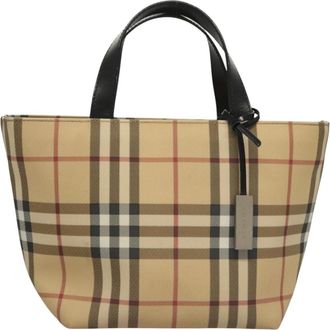 Burberry Nova Check Beige Canvas Handbag (Pre-Owned)