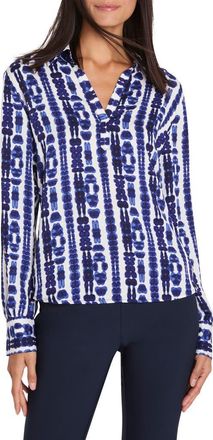 Nic+Zoe Shibori Stripe Pullover Top in Indigo Multi at Nordstrom, Size Xx-Large