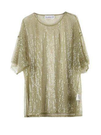 Remain Green Polyester Womens Sequin Blouse