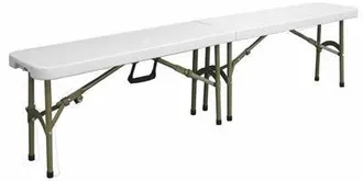Netfurniture Restine Folding Bench Polyethylene Top Steel Frame in White