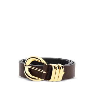 Federica Tosi Belts, female, Brown, Size: XS/S Brown Leather Belt with Gold-Tone Buckle