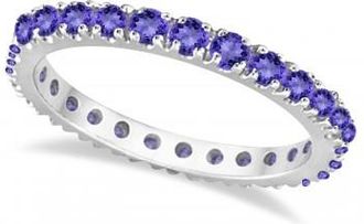 Allurez Tanzanite Eternity Stackable Ring Band 14K White Gold (0.75ct)