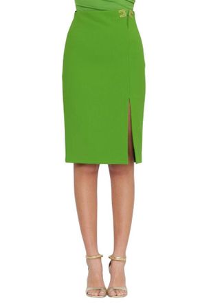 Elisabetta Franchi Double Stretch Crepe Side Slit Skirt