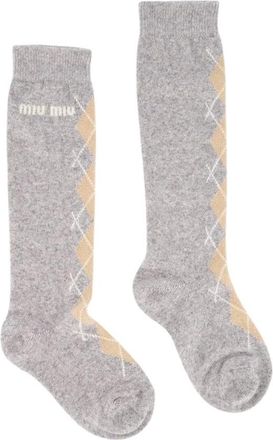 Miu Miu Wool Cashmere Blend Socks - Dames - Sokken - Grijs - L - Wol - Ondergoed