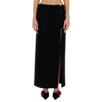 Magda Butrym Maxi Skirts, female, Black, Size: S Elegant Wool Blend Maxi Skirt