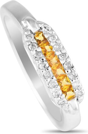 Luxury Bazaar 14K White Gold 0.15ct Diamond and Sapphire Ring MF04-120424