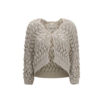 Brunello Cucinelli Beige Silk Womens Cardigan