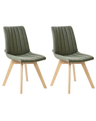 Beliani Conjunto de 2 sillas de comedor tela verde oscuro