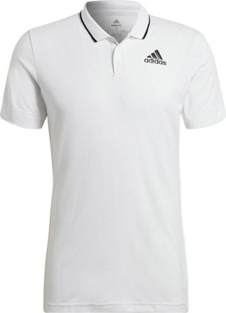 adidas Gameset Solid Color Logo Micro Mark Tennis Sports Short Sleeve Polo Shirt White HB9135
