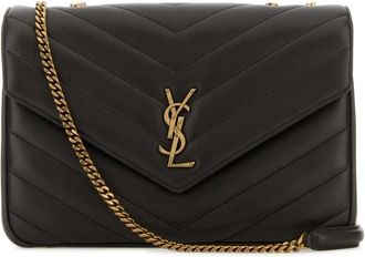 Saint Laurent Dark Brown Leather Large Lou Lou Shoulder Bag