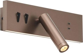 QAZQA Moderno L&aacute;mpara De Pared De Bronce Ajustable Con Usb-c Incl. Led - Modric Acero /pl&aacute;stico Rectangular Incluye Led Max. 2 X 16 Watt - Qazqa