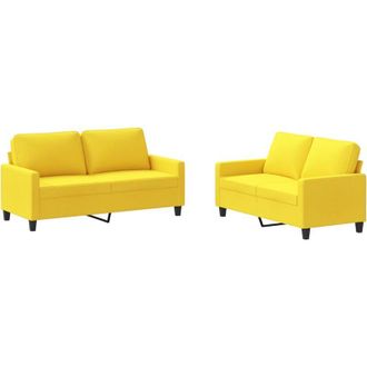 vidaXL Juego De Sof&aacute;s Con Cojines 2 Piezas Tela Amarillo Claro Vidaxl