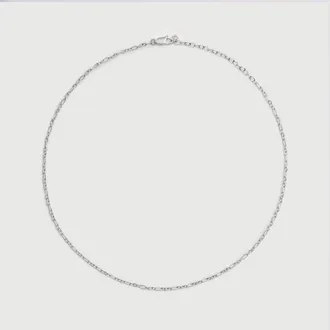 Monica Vinader Sterling Silver Textured Link Chain Necklace 16