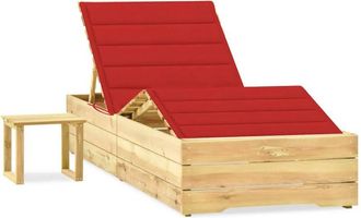 vidaXL Tumbona De Jard&iacute;n Con Mesa Y Coj&iacute;n De Madera De Pino Impregnada Vidaxl