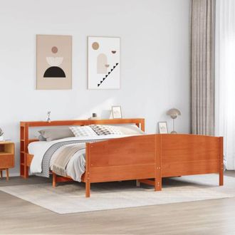 vidaXL Vidaxl - Cama Sin Colch&oacute;n Madera Maciza De Pino Marr&oacute;n Cera 180x200 Cm