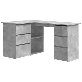 Berkfield Home Corner Desk Concrete Grey 145x100x76 cm Engineered Wood | Size: 145 x 100 x 76 cm