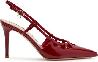 Gianvito Rossi Eloise 85 Cut-out Glossed Leather Slingback Pumps - Red