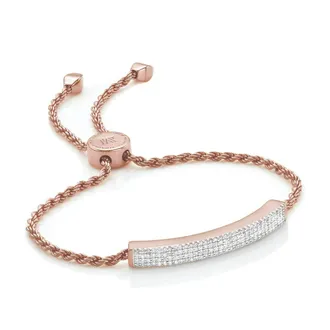 Monica Vinader Rose Gold Linear Pave Diamond Bracelet Diamond