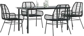 vidaXL Vidaxl - Juego De Comedor Jard&iacute;n 5 Piezas Rat&aacute;n Sint&eacute;tico Vidrio Negro