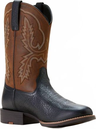 Ariat Mens Sport Stratten Cowboy Boot - Wide In Black Adobe Weathered Chestnut