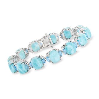 Ross-Simons Larimar and Swiss Blue Topaz Bracelet in Sterling Silver