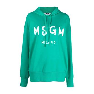 Msgm Groene Casual Katoenen Hoodie - Dames - Hoodies - Groen - M - Katoen - Hoodies & sweatvesten