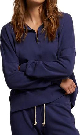 perfectwhitetee Maren French Terry Half Zip Sweatshirt In Dusk