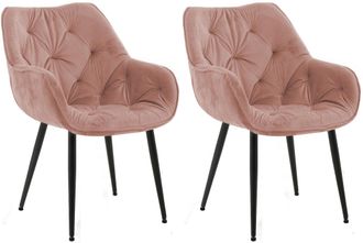 Clp Clp - Set De 2 Sillas De Comedor Tanna En Terciopelo Rosa