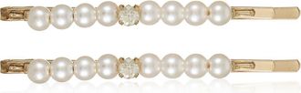 Ettika 2-Pack Faux Pearl & Crystal Bobby Pins in Gold at Nordstrom