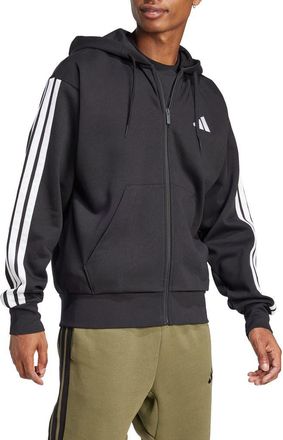 adidas Essential 3-Stripes Fleece Hoodie in Black/whit at Nordstrom Rack, Size Xxx-Large