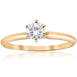 Pompeii3 14k Yellow Gold 1/2ct Round Solitaire Diamond Engagement Ring Size Selectable